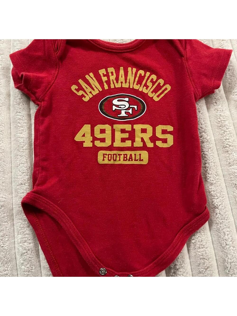 NFL San Francisco 49ers Red and Gold Kids Bodysuit Size 6/9 Months